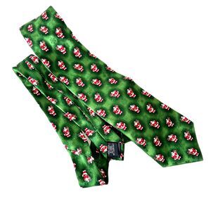 Jos. A. Banks Santa Clause Christmas Tie Necktie Holiday Season Christmas Green